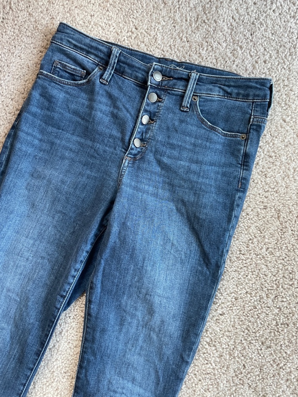Universal Thread Dark Blue Denim Button-Fly High Rise Skinny Jeans Size 4 / 27 R - Picture 3 of 14